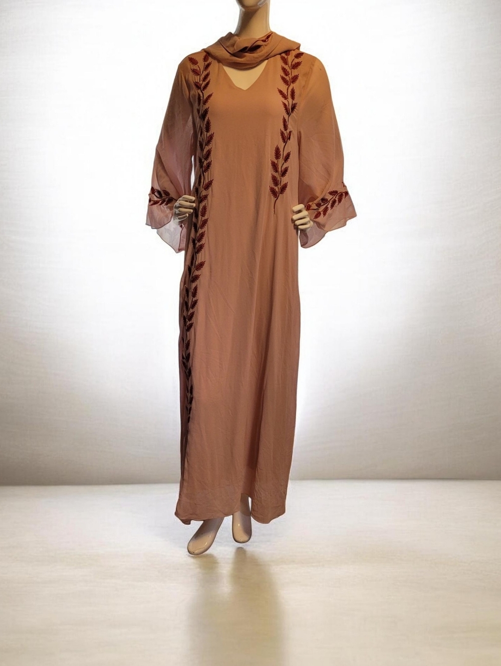 Elegant Long Sleeve Modest Dress in Dusty Rose